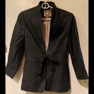 TED BAKER LONDON Tie-Front Fitted Suit Jacket Blazer - Black, Size 0